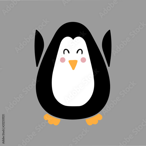 Vector illustration with penguin in flat style