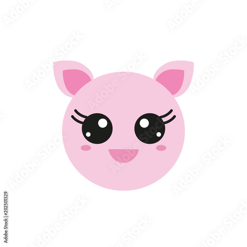 Vector illustration of pink pig in flat style