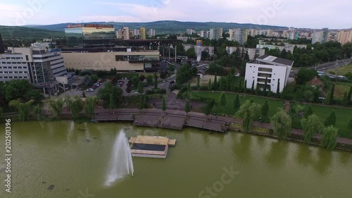 Aerial view of Gheorgheni lake and Iulius Mall photo