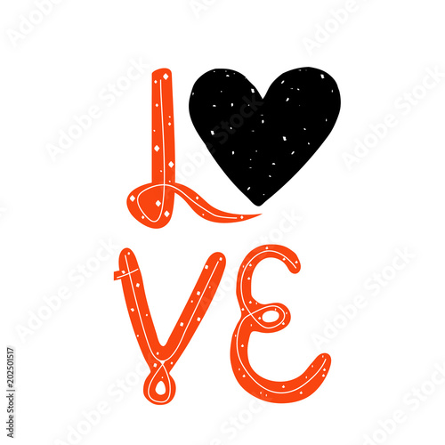 Vector illustration Love You. lettering. Handwritten quote. Vector illustration EPS10. Colorful design for poster, print on the t-shirt, card, invitation. Easy editable for design.