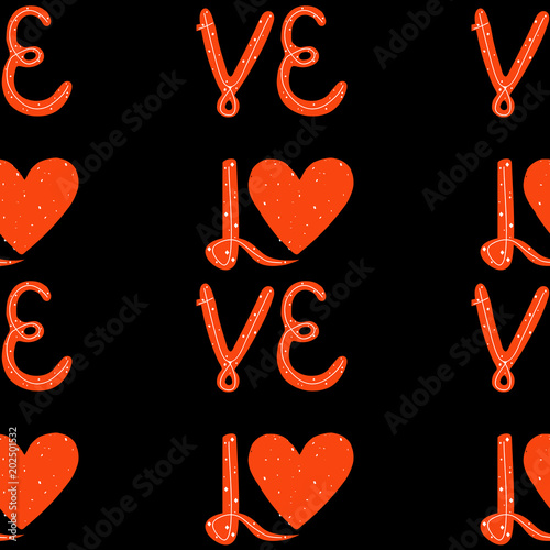 Seamless pattern. Vector illustration Love You. lettering. Handwritten quote. Vector illustration EPS10. Colorful design for poster, print on the t-shirt, card, invitation. Easy editable for design.