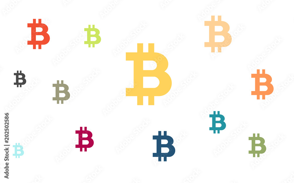 Viele bunte Bitcoin-Symbole