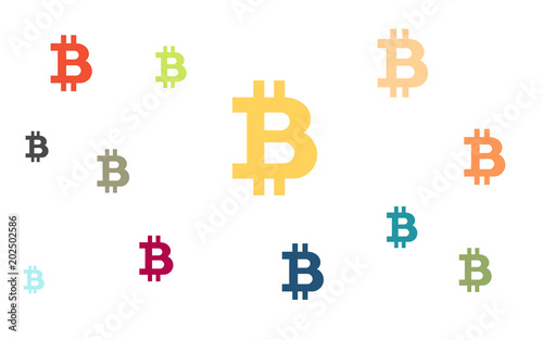 Viele bunte Bitcoin-Symbole