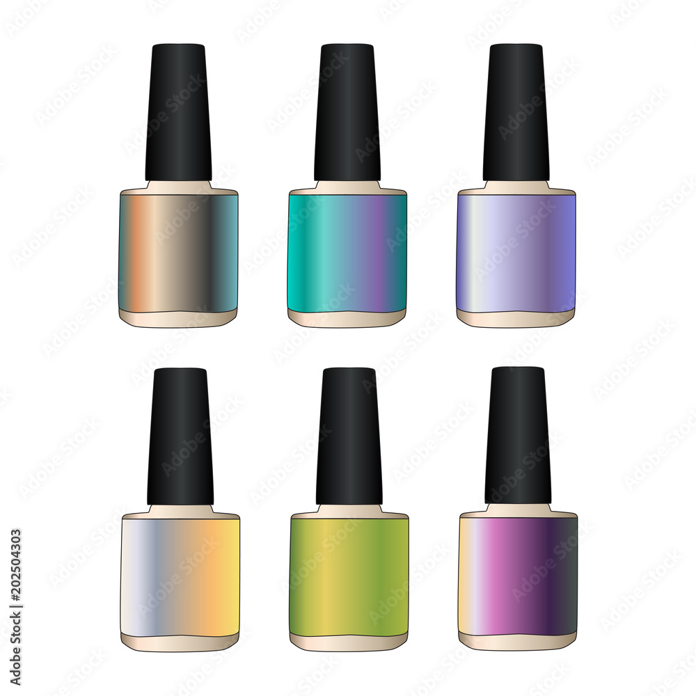 Obraz premium Set of color nail polish. Vector EPS