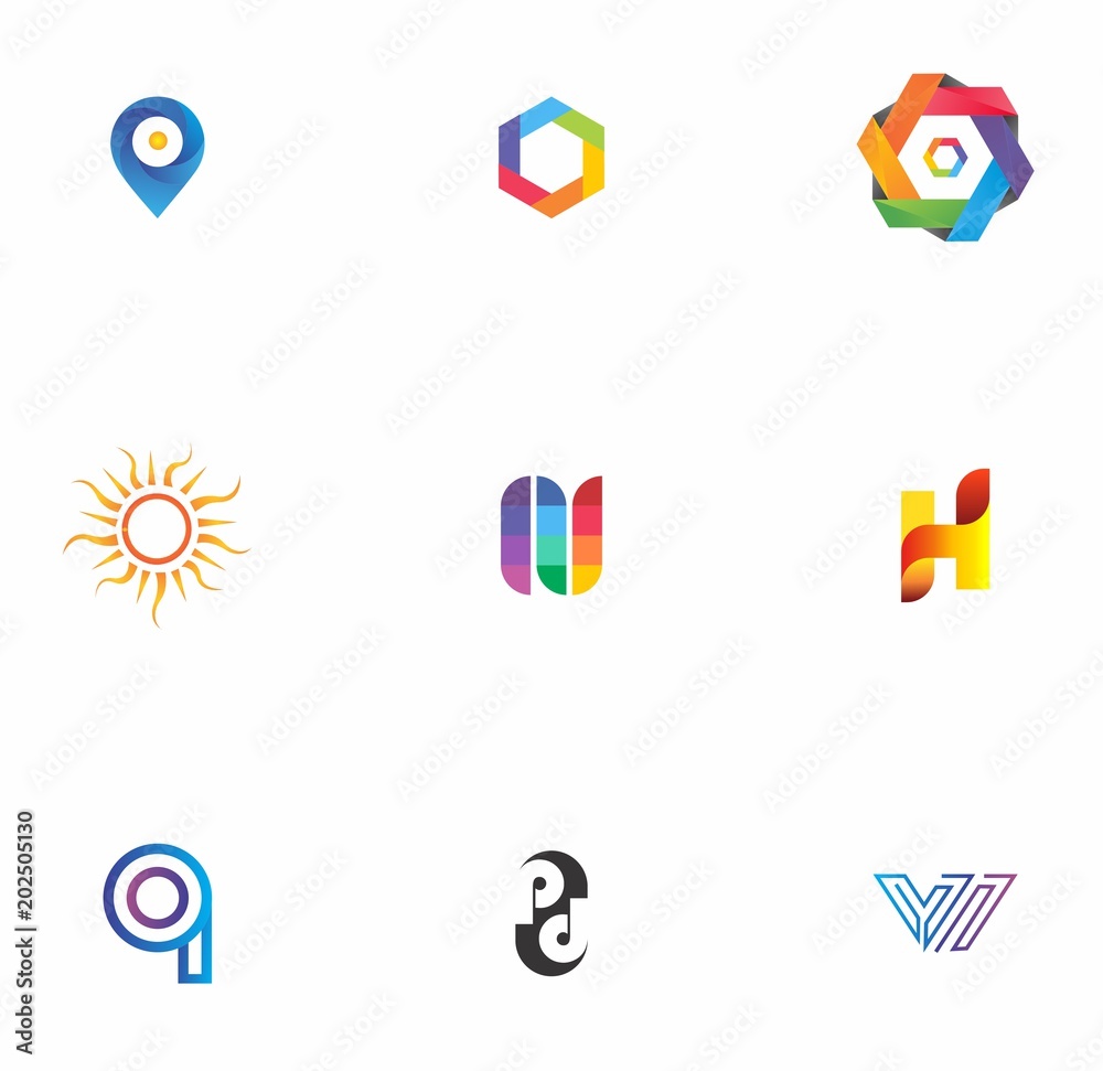 logo set design for element, geometric, website, and identity
