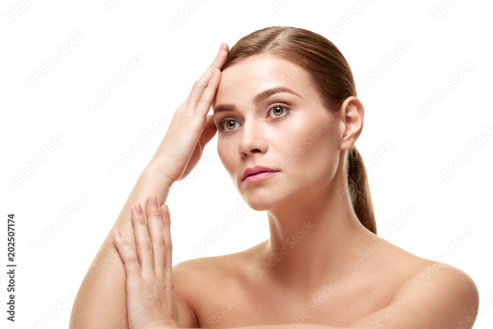 Portrait of young beautiful woman with healthy face skin Portrait of young beautiful woman with healthy face skin