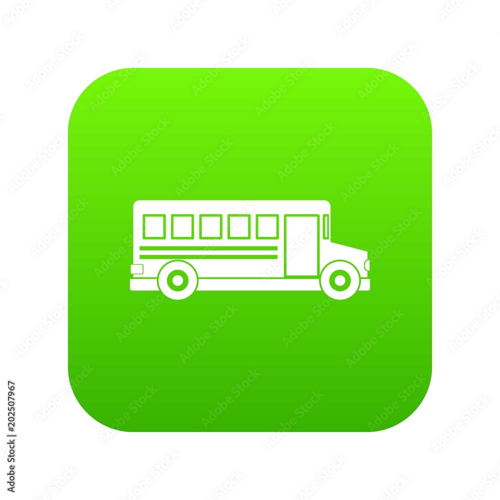 School bus icon digital green for any design isolated on white vector illustration School bus icon digital green for any design isolated on white vector illustration