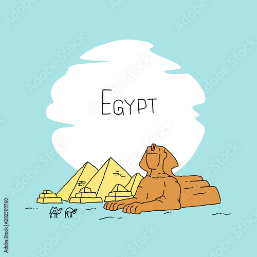 Egyptian Pyramids And Camels Vector Illustration