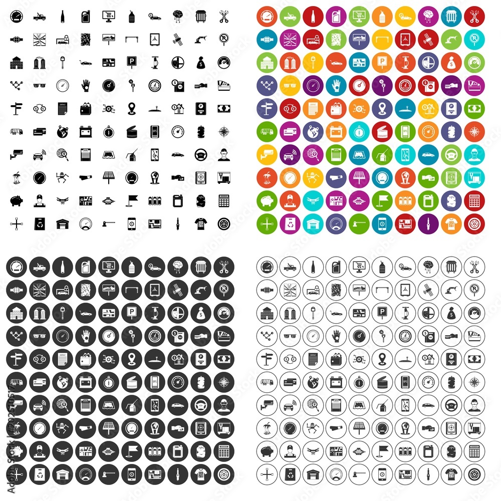 100 auto repair icons set vector in 4 variant for any web design isolated on white