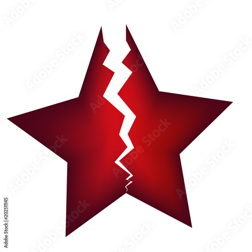 Broken Star Red on white background