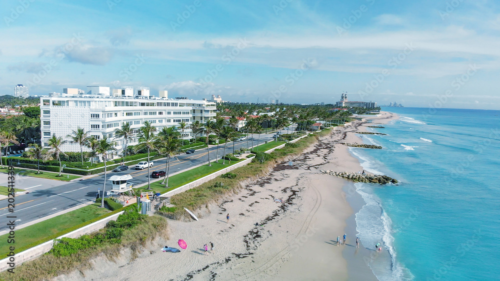 Beautiful aerial view of Palm Beach coastline, Florida