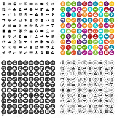 100 interaction icons set vector in 4 variant for any web design isolated on white