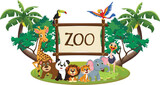 illustration of funny zoo animal cartoon isolated on white