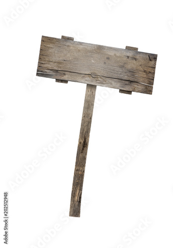 Empty wooden sign isolated on white  including clipping path
