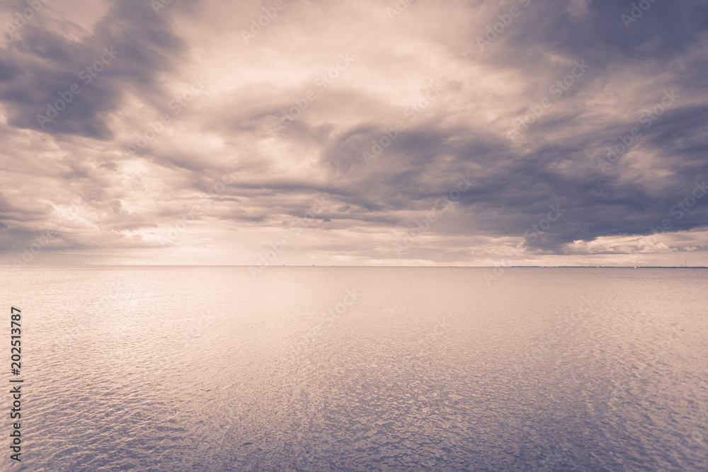 Idyllic shot of horizontal sea water and sky
