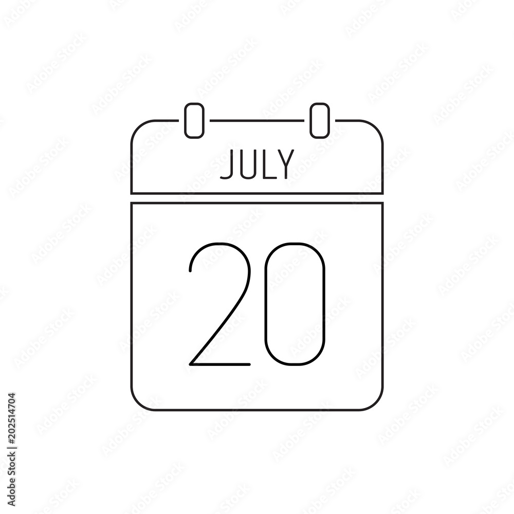 July 20 calendar icon thin line. International Chess Day, Cake, National Guard of Kyrgyzstan July 20 calendar icon thin line. International Chess Day, Cake, National Guard of Kyrgyzstan