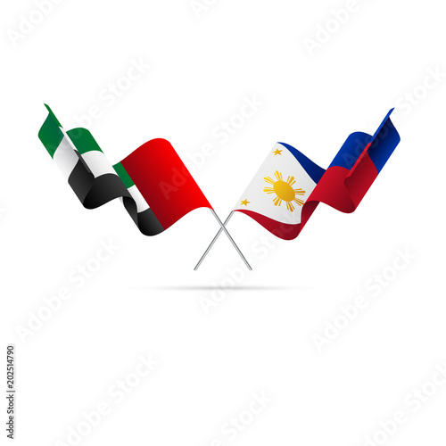 UAE and Philippines flags. Vector illustration.