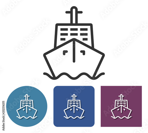 Line icon of ship in different variants