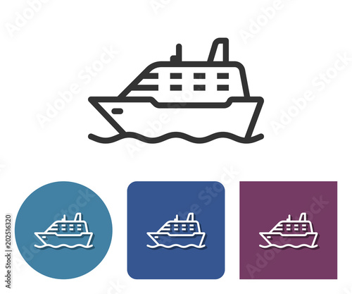 Line icon of ship in different variants
