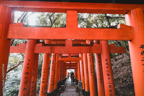 KYOTO, JAPAN- Jan 18, 2018: Tourist visit famous shrine during at Fushimi Inari in Kyoto, Japan