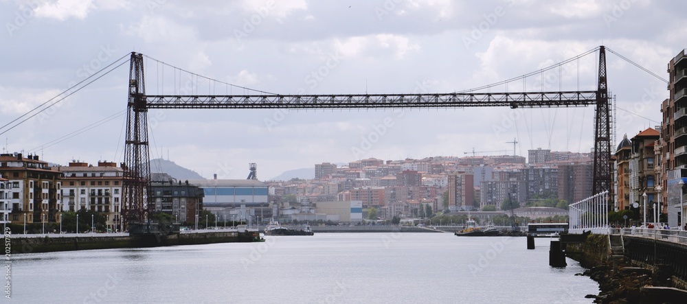 Naklejka premium Suspension bridge, Portugalete-Getxo, Biscay, Basque Country