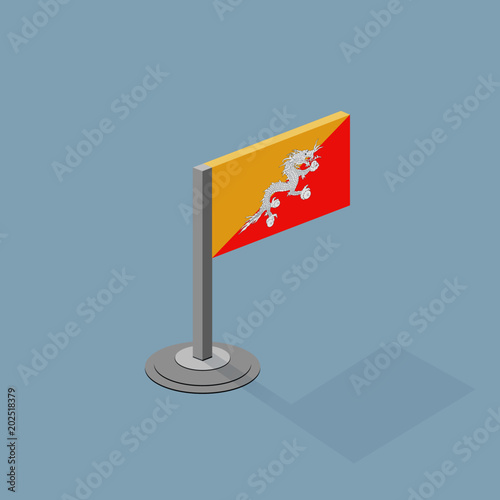 Butan Isometric Flag with Flat Web Colors