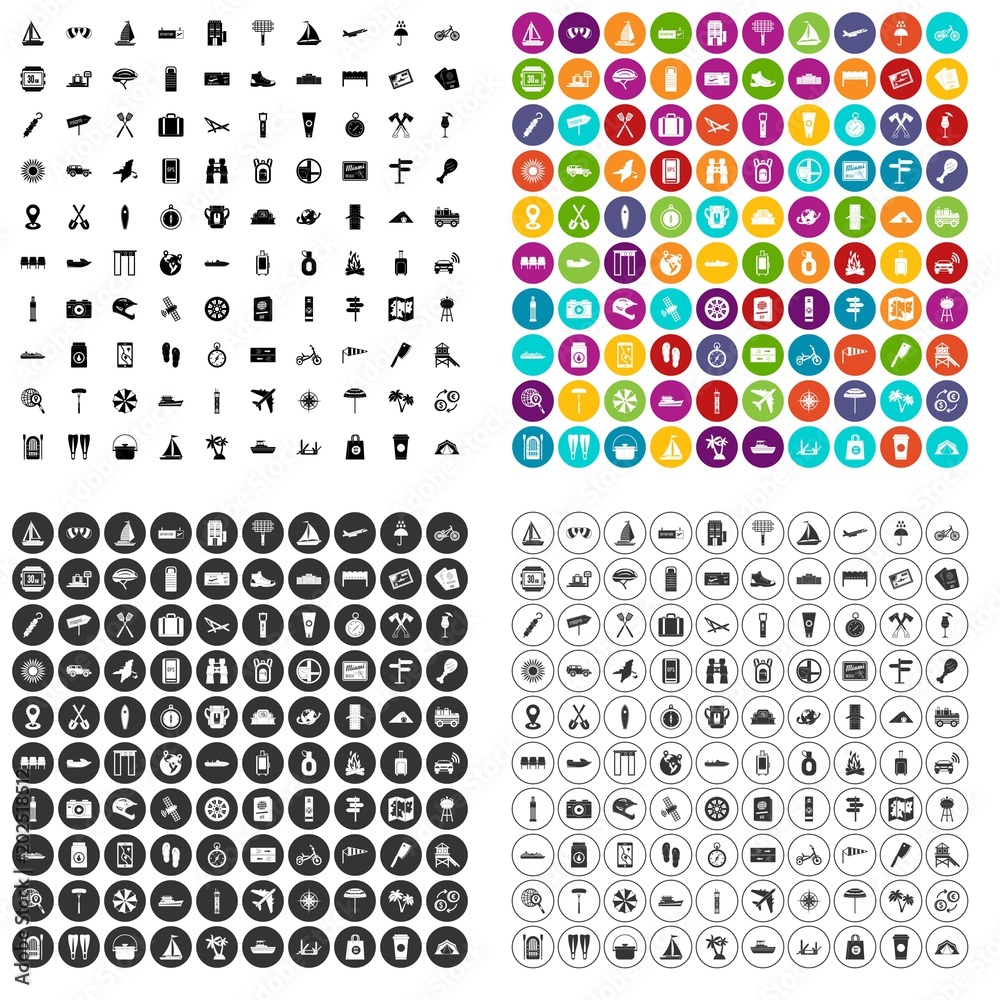100 journey icons set vector in 4 variant for any web design isolated on white