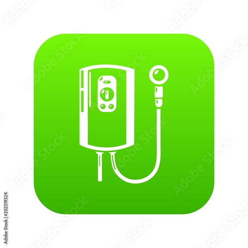 Boiler icon green vector isolated on white background