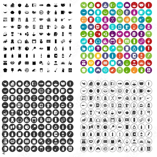 100 kitchen icons set vector in 4 variant for any web design isolated on white photo