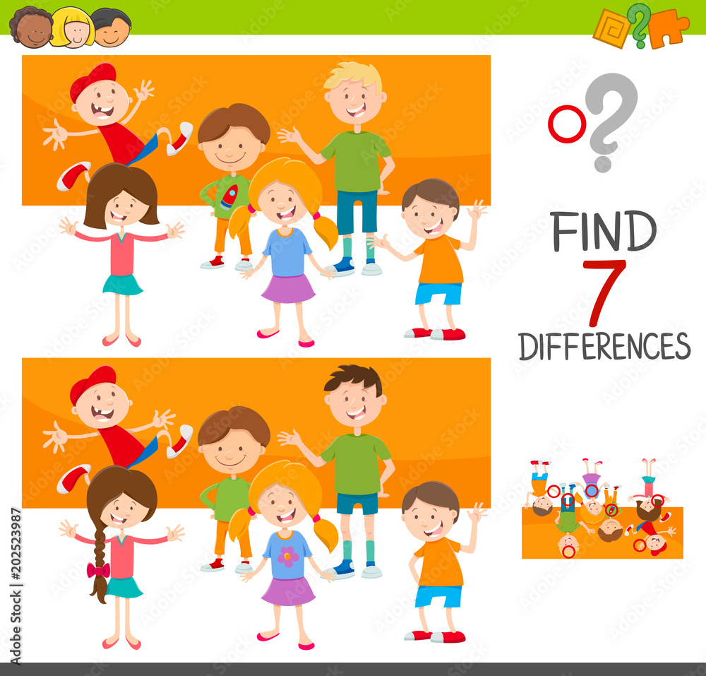 differences game with kid characters