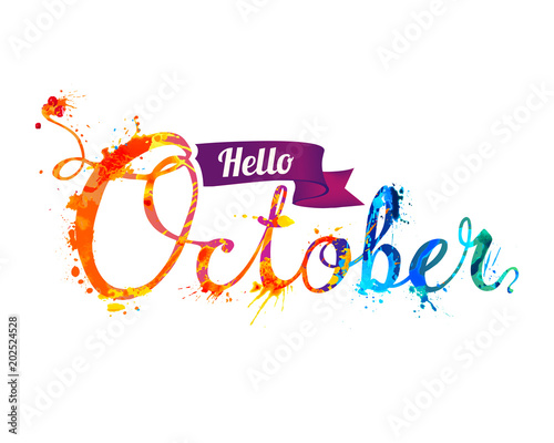 Hello October. Hand written word