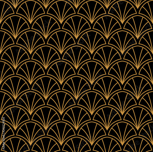 Vintage Vector Art Deco Seamless Pattern. Geometric decorative texture. Vector floral background.