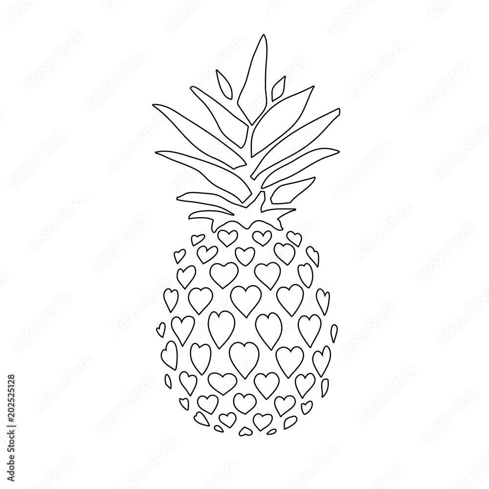 Obraz premium Pineapple. Doodle icon isolated on white background.