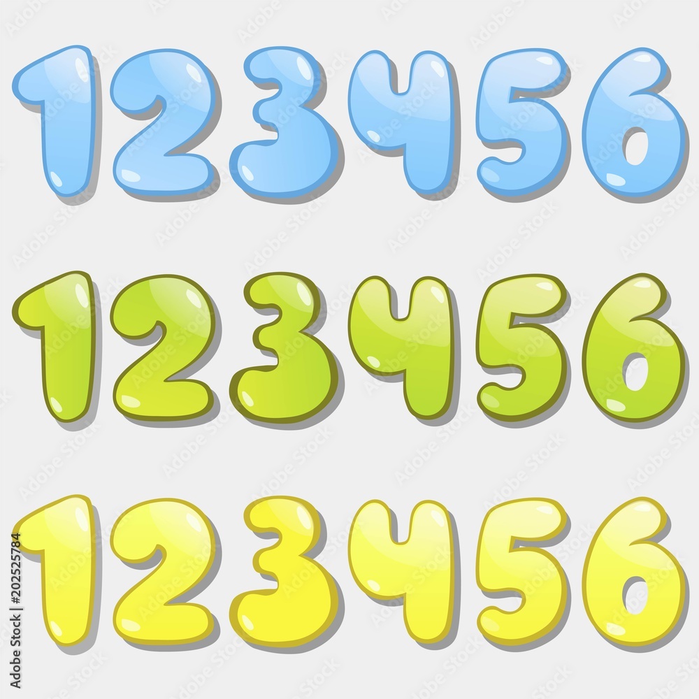 Numeral from one to six. Numeral from one to six.