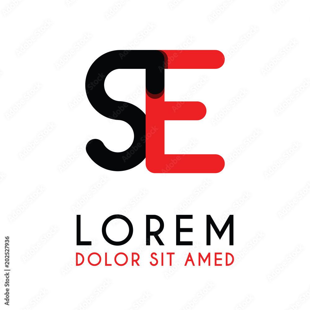 initial Letter SE with red Black and has rounded corners initial Letter SE with red Black and has rounded corners