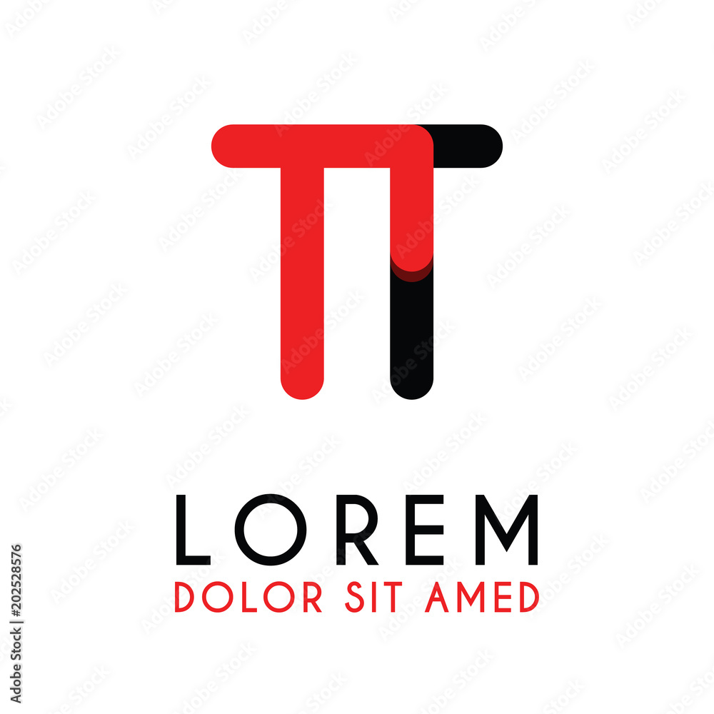 initial Letter TT with red Black and has rounded corners initial Letter TT with red Black and has rounded corners