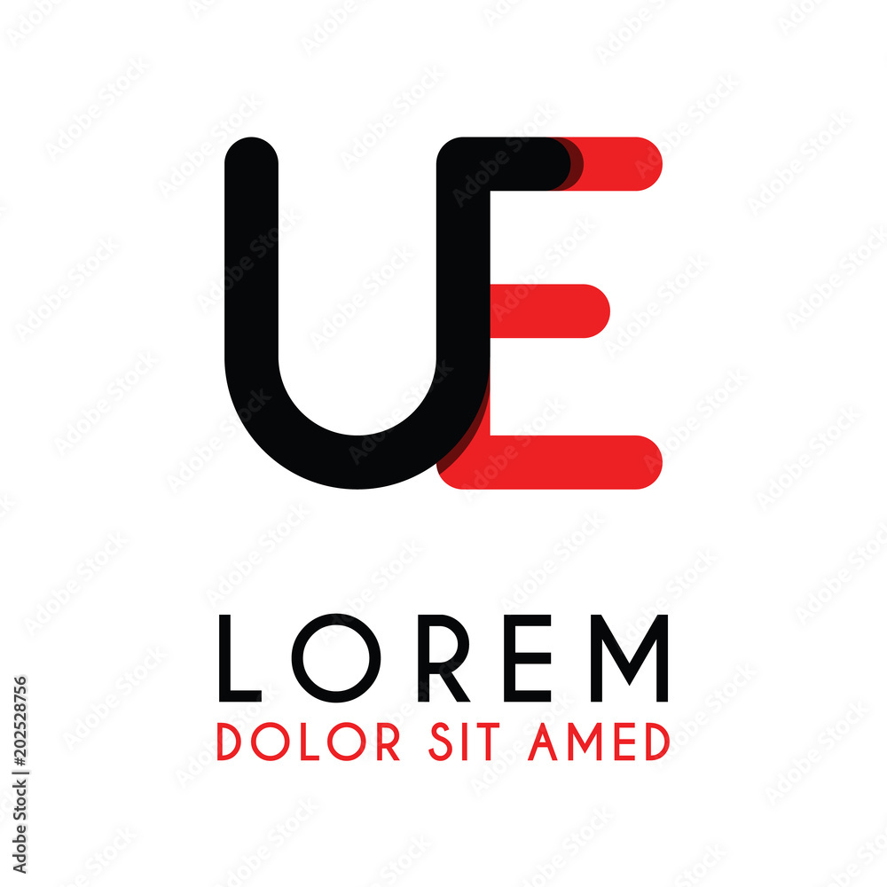 initial Letter UE with red Black and has rounded corners initial Letter UE with red Black and has rounded corners