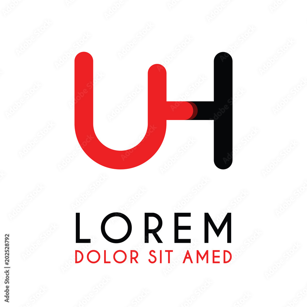 initial Letter UH with red Black and has rounded corners initial Letter UH with red Black and has rounded corners