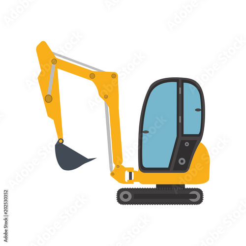 Excavator mini icon equipment machine.