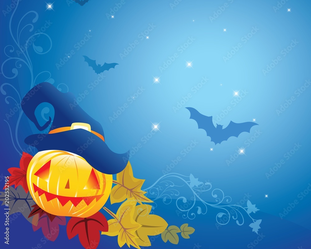 Halloween pumpkin with hat on Halloween pumpkin with hat on