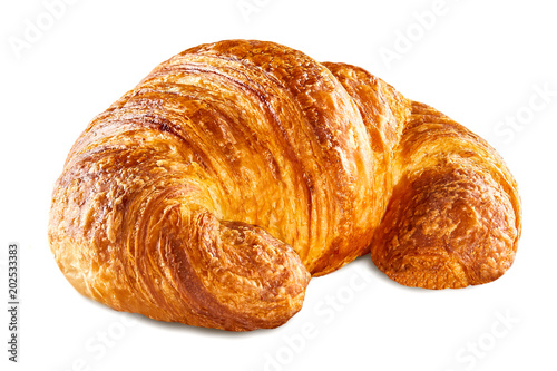 freshly baked croissant isolated on white background