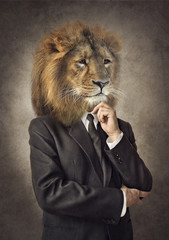 Fototapete Hipster Tiere Löwe im Anzug Vintage Stil  © cranach