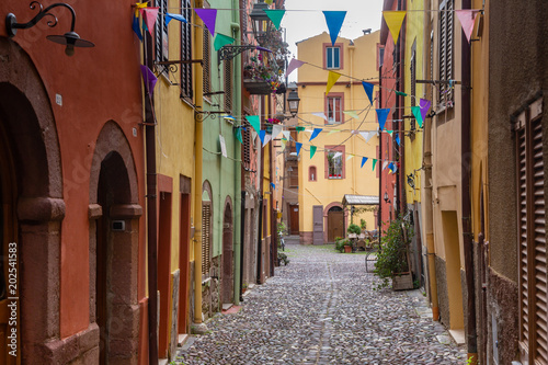 Fototapeta Naklejka Na Ścianę i Meble -  Typical streets of the town Bosa, Sardinia