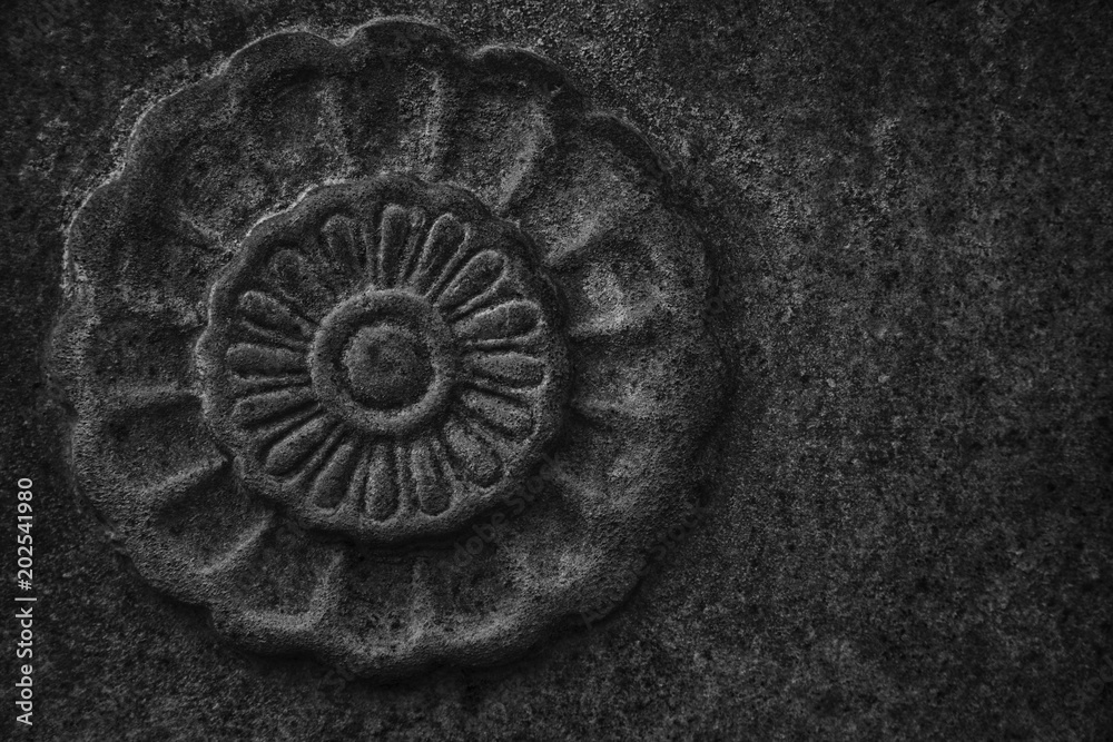 Monochrome Ornate stone texture, circle rock shape, background for web site or mobile devices