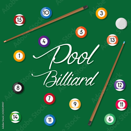 pool billiard hobby play game, vector illustration