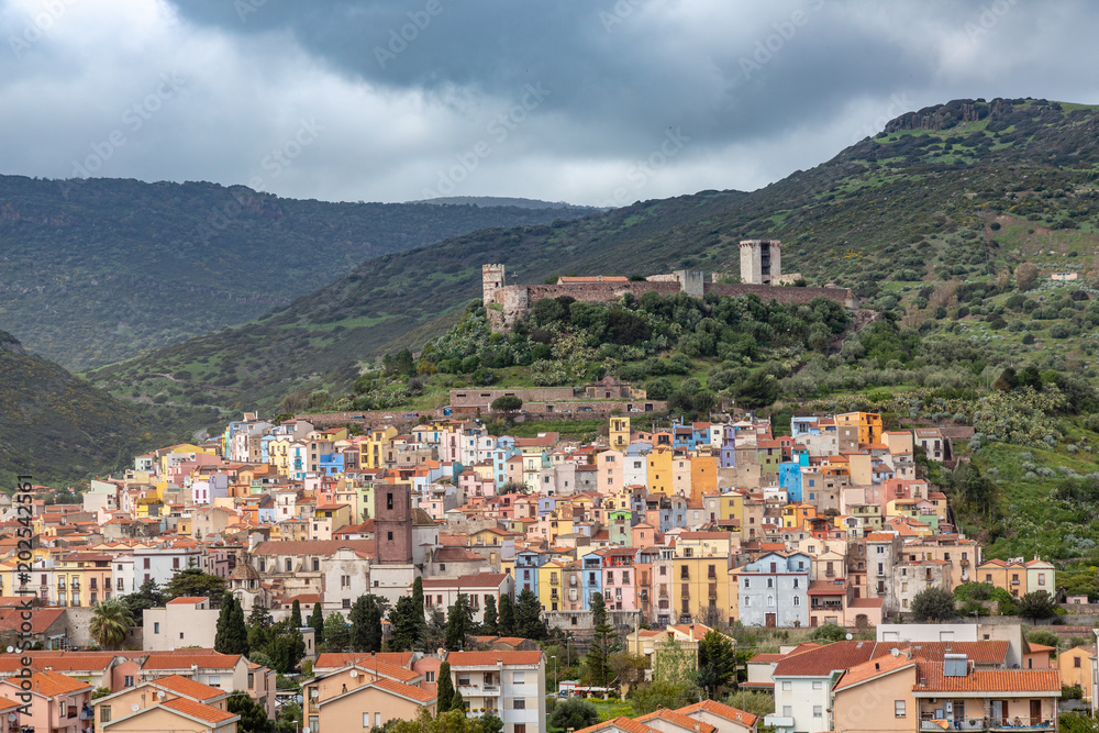 View of the medieval town of Bosa, Sardinia