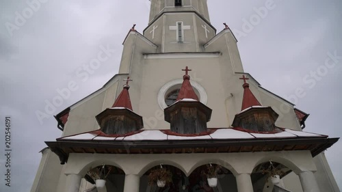 Tilt down view of an Orthodox church, Maramures photo