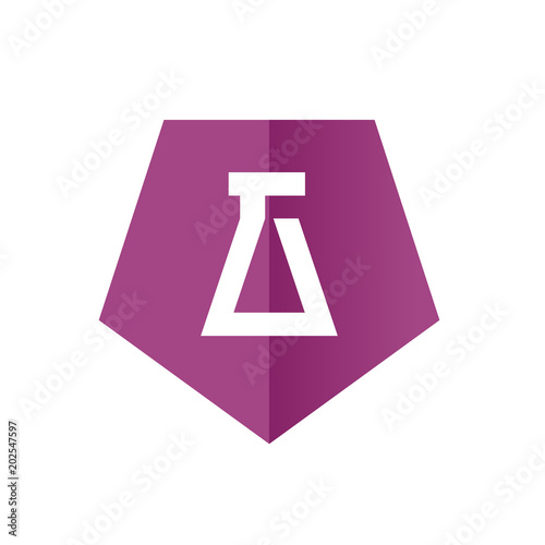 Laboratory Symbol, Merged With Purple Hexagon, Vector Illustration Design