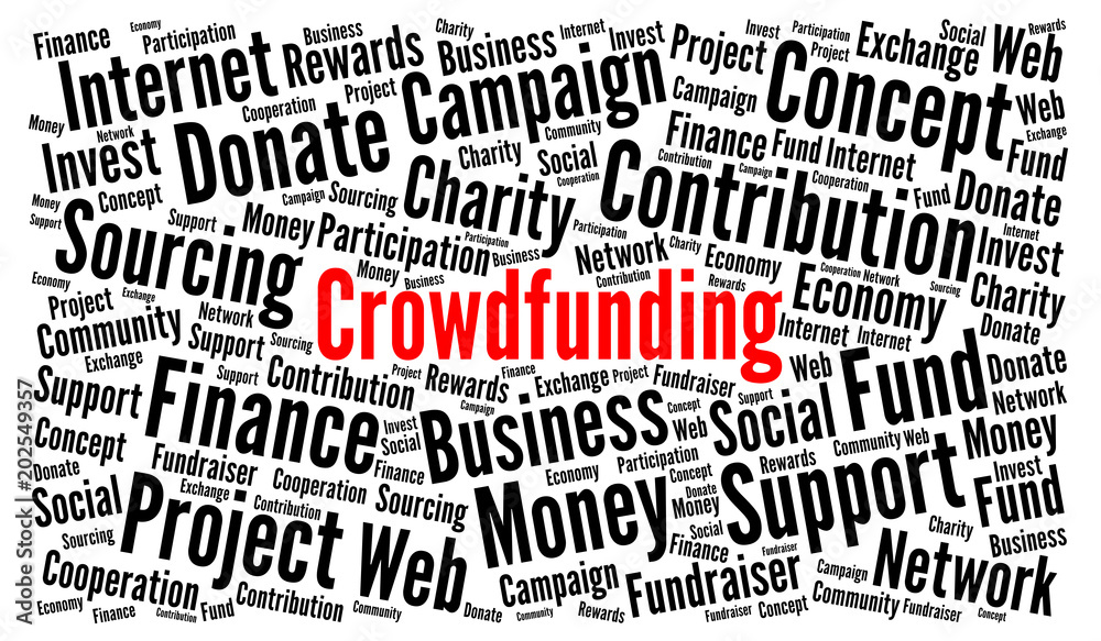 Crowdfunding word cloud concept Crowdfunding word cloud concept