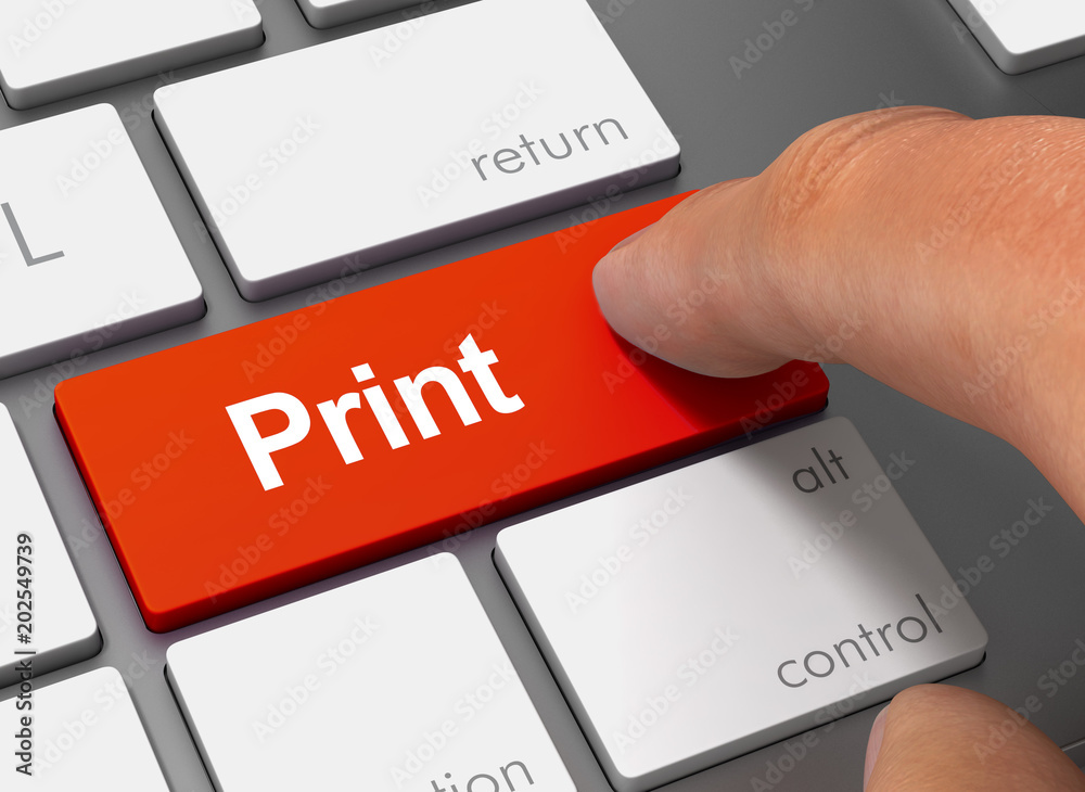Fototapeta premium print pushing keyboard with finger 3d illustration